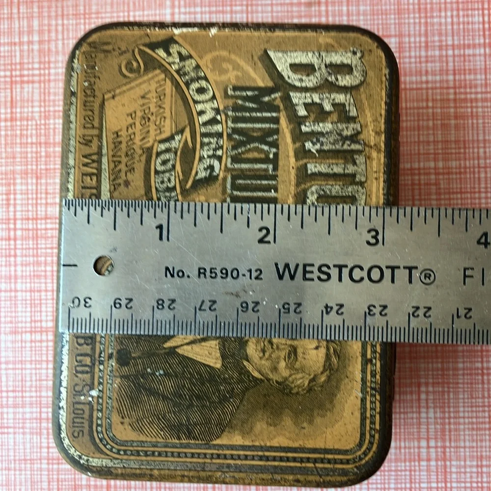 Set of two vintage antique metal cigar tobacco boxes tins advertising tobacciana